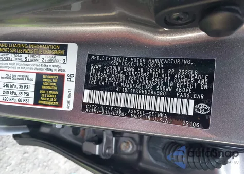 2017 Toyota Camry Le from USA, damaged, VIN 4T1BF1FK6HU284580